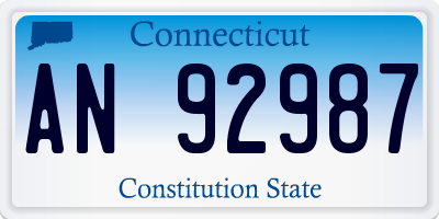 CT license plate AN92987