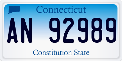 CT license plate AN92989