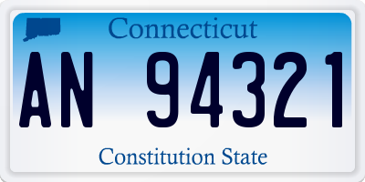 CT license plate AN94321