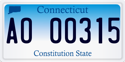 CT license plate AO00315