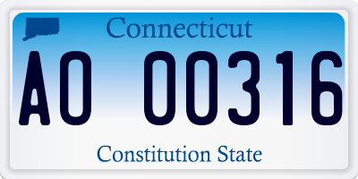 CT license plate AO00316
