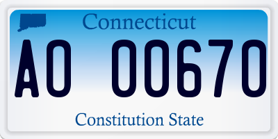CT license plate AO00670