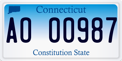 CT license plate AO00987