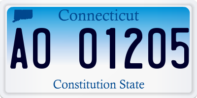 CT license plate AO01205