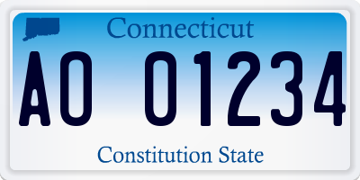 CT license plate AO01234