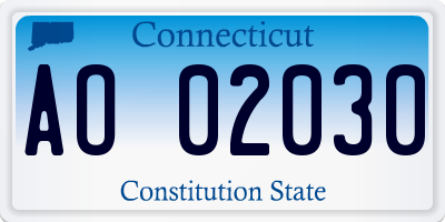 CT license plate AO02030