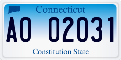 CT license plate AO02031