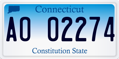 CT license plate AO02274
