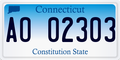 CT license plate AO02303