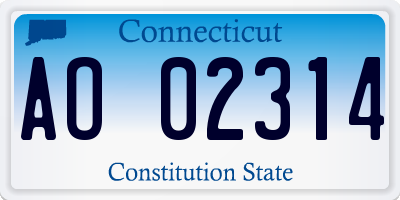 CT license plate AO02314