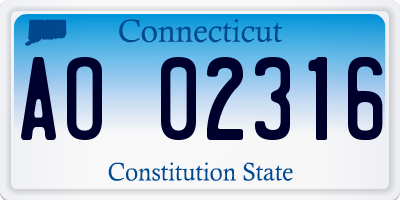 CT license plate AO02316