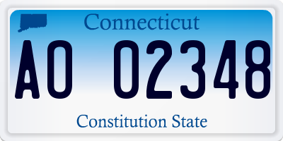 CT license plate AO02348