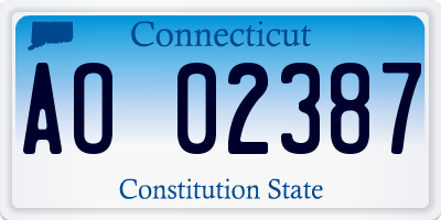 CT license plate AO02387