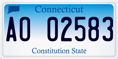 CT license plate AO02583