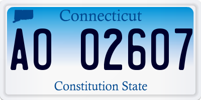 CT license plate AO02607