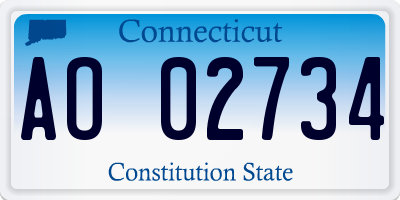 CT license plate AO02734