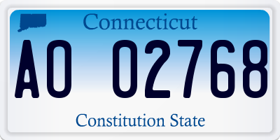 CT license plate AO02768