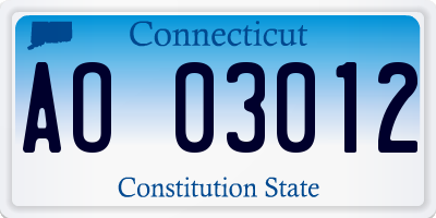 CT license plate AO03012