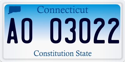 CT license plate AO03022