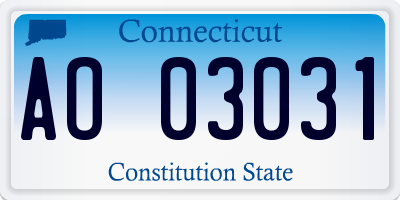 CT license plate AO03031