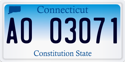 CT license plate AO03071