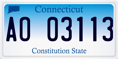 CT license plate AO03113