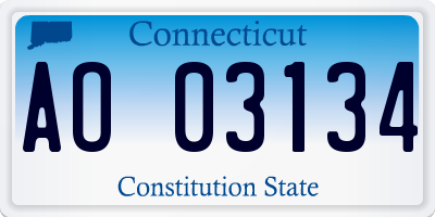 CT license plate AO03134