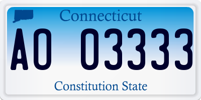 CT license plate AO03333