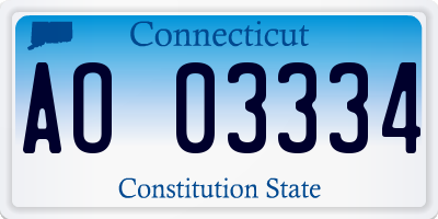 CT license plate AO03334