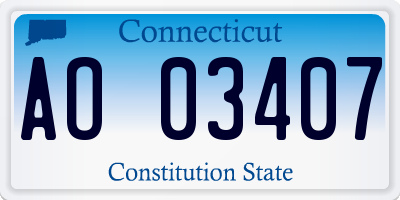 CT license plate AO03407