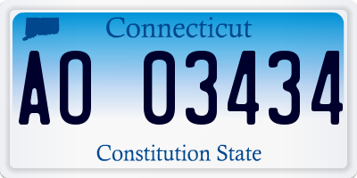 CT license plate AO03434