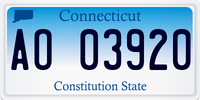 CT license plate AO03920