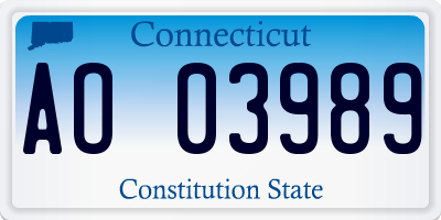CT license plate AO03989