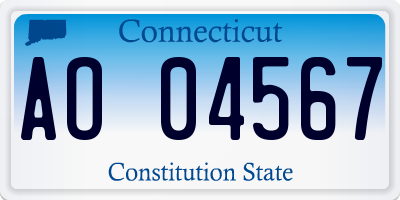 CT license plate AO04567