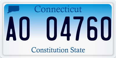 CT license plate AO04760