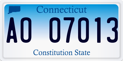 CT license plate AO07013