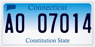 CT license plate AO07014