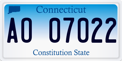 CT license plate AO07022