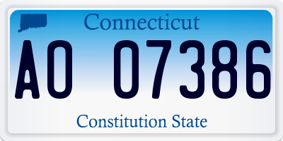CT license plate AO07386