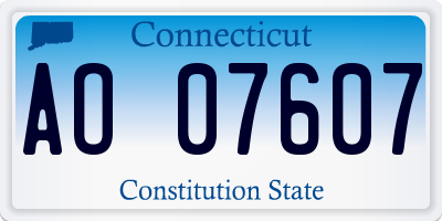 CT license plate AO07607