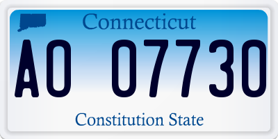 CT license plate AO07730