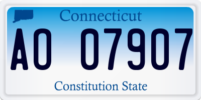CT license plate AO07907