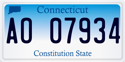 CT license plate AO07934