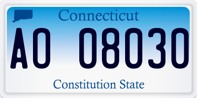 CT license plate AO08030