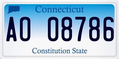 CT license plate AO08786