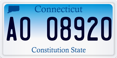CT license plate AO08920