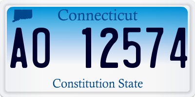 CT license plate AO12574