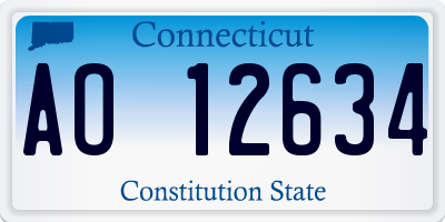 CT license plate AO12634