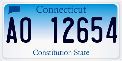 CT license plate AO12654
