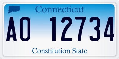 CT license plate AO12734